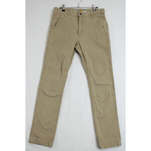 Carhartt Straight Fit Pants Men 32 x 32 Dark Khaki Tan Canvas Classic Causal
